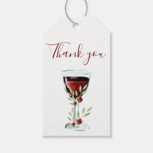 Red Wine Rose Watercolor Thank you Gift Tags