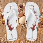 Red Wine Splash Glass Wedding Wine Tasting Flip Flops<br><div class="desc">This design was created through digital art. It may be personalized by clicking the customize button and changing the colour, adding a name, initials or your favourite words. Contact me at colorflowcreations@gmail.com if you with to have this design on another product. Purchase my original abstract acrylic painting for sale at...</div>