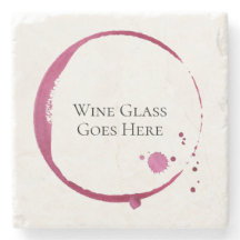 Red Wine Stain & Drips Instructional Stone Coaster