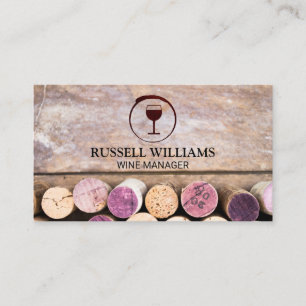 Red Wine Stain Wine Glass   Corks on Table Business Card