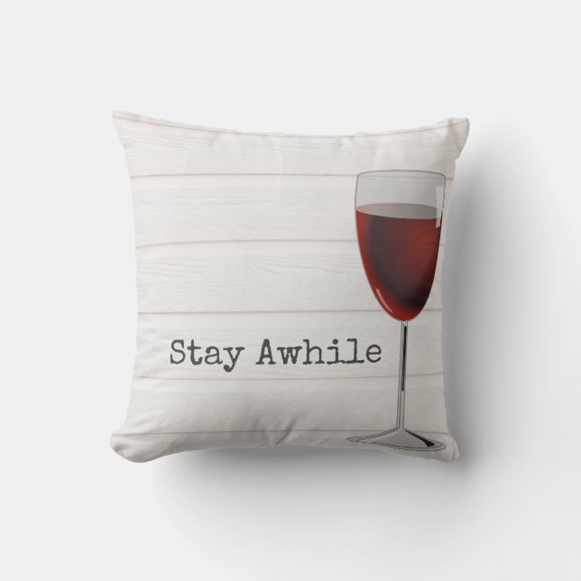 Red Wine Stay Awhile Lumbar Pillow (Front)