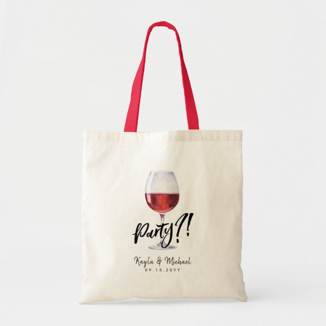 Red Wine Style Occassion Celebration Tote Bag (Front)
