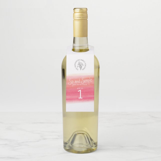 Red wine tasting bottle number tags (On Bottle)