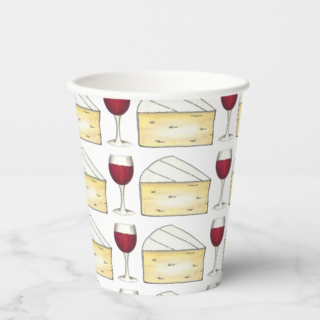 Red Wine Tasting Brie Cheese Cocktail Party Event Paper Cups (Front)