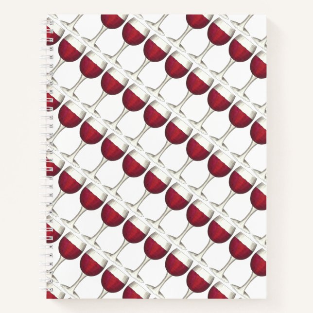 Red Wine Tasting Glass Bottle Grapes Merlot Malbec Notebook (Front)