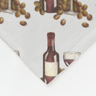 Red Wine Tasting Glass Bottle Grapes Winery Fleece Blanket