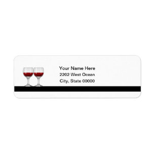 Red Wine Tasting Party Return Address Label