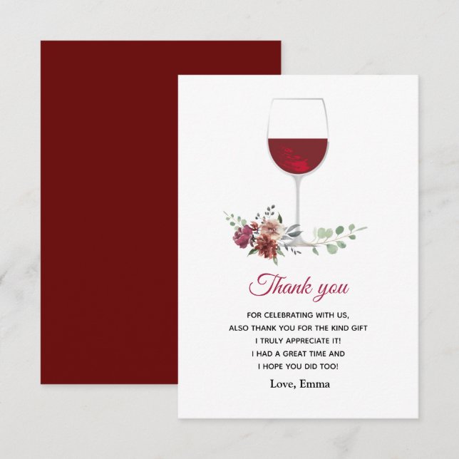 red wine thank you card (Front/Back)