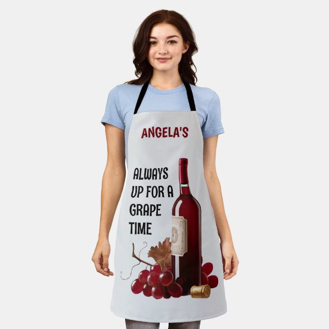 Red Wine Time Personalized Apron (Worn)