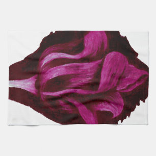 Red Wine Tulip Pastels Floral Art Burgundy Romance Kitchen Towel