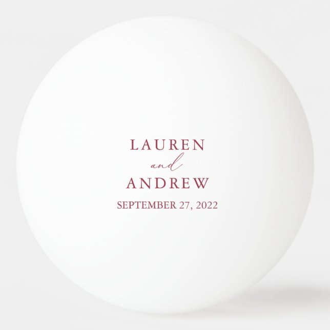 Red Wine Wedding Personalized Ping Pong Ball (Front)