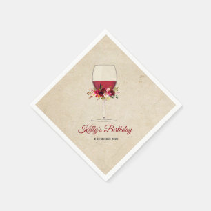 red wine, whimsical, Cocktail Paper Napkins