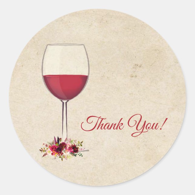 red wine, wine, adult party, thank you stickers (Front)