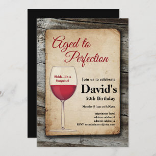 Red wine, wine invitation, aged to perfection invitation