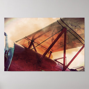 Red Wing Antique Airplane Archival Art Poster