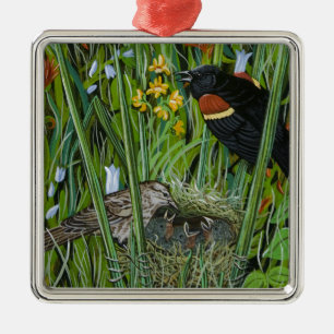 Red Wing Blackbird Metal Ornament