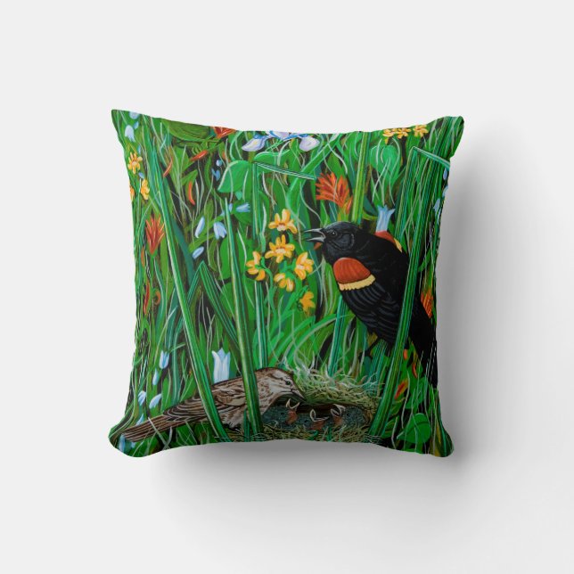 Red Wing Blackbird Pillow (Front)