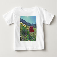 red wing fairy and daffodils