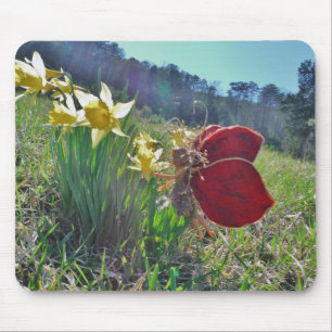 red wing fairy and daffodils mouse pad