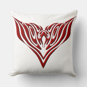 Red Winged Bird Neo-Tribal Tattoo Art Design Throw Pillow