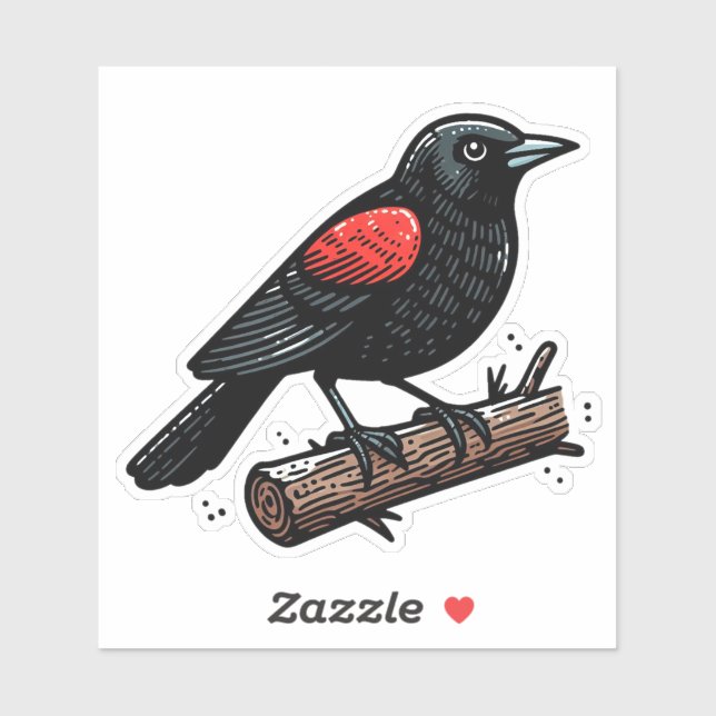 Red-winged Blackbird bird Custom-Cut Vinyl Sticker (Sheet)