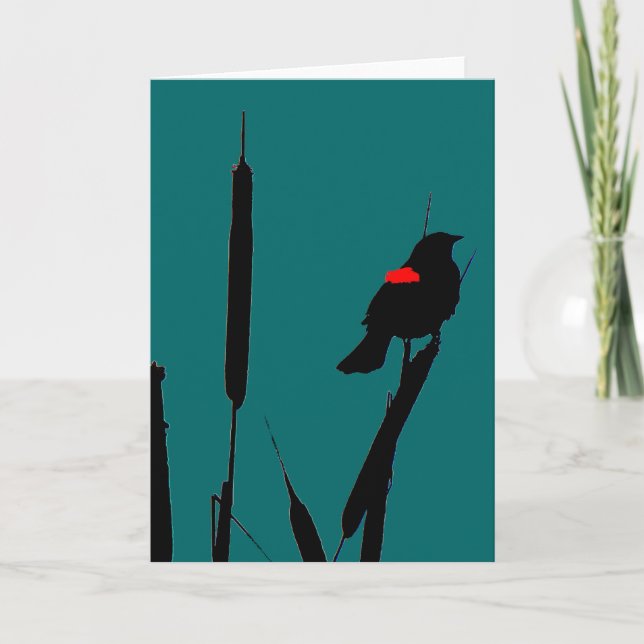 Red-winged Blackbird &Cat-tails Card (Front)