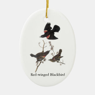 Red-Winged Blackbird, John Audubon Ceramic Ornament