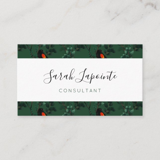 Red-Winged Blackbird Pattern Business Card (Front)