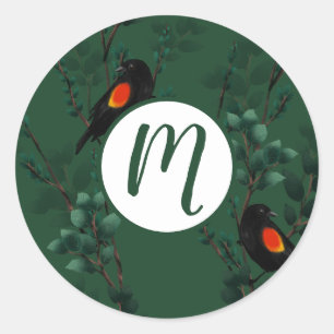 Red-Winged Blackbird Pattern Classic Round Sticker