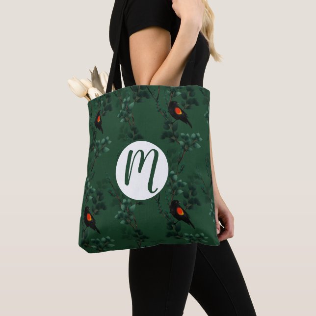 Red-Winged Blackbird Pattern Tote Bag (Close Up)