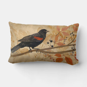 Red Winged Blackbird Throw Pillow