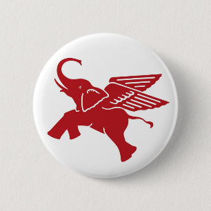 Red winged elephant 2 inch round button