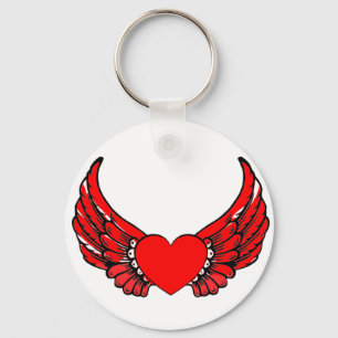 Red Winged Hearts Keychain