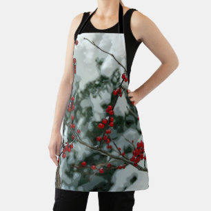 Red Winter Berries Christmas Holiday Apron