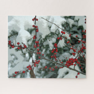 Red Winter Berries Christmas Holiday Jigsaw Puzzle