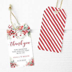 Red winter berries Christmas thank you wedding Gift Tags