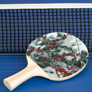 Red Winter Berries Holiday Ping Pong Paddle