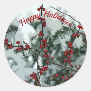 Red Winter Berries Holiday Stickers