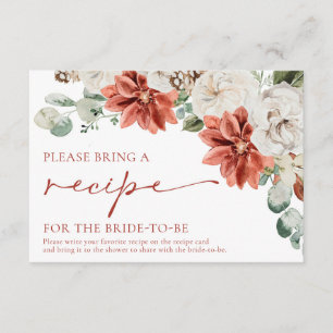 Red Winter Bridal Shower Please Bring a Recipe Enclosure Card