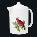 Red Winter Cardinal<br><div class="desc">Gorgeous red male cardinal winter teapot.</div>