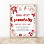 Red Winter Christmas Guess How Many Snowballs Game Poster<br><div class="desc">Red Winter Christmas Guess How Many Snowballs Game</div>