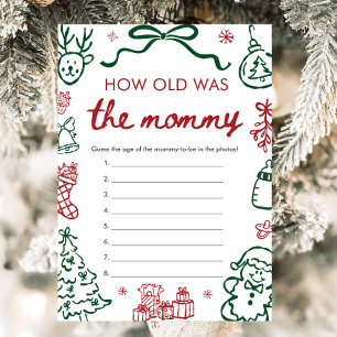 Red Winter Christmas How Old Was The Mommy Game Invitation