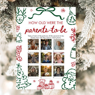 Red Winter Christmas How Old Were The Parents Game Invitation