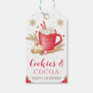 Red Winter Cookies and Cocoa Birthday Gift Tags