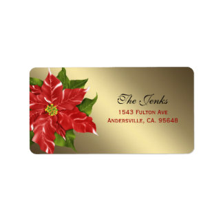 Red Winter Flower Christmas Address Label