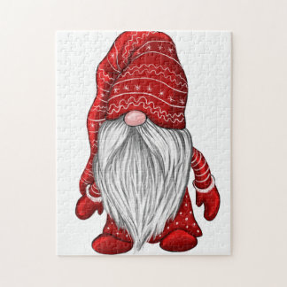 Red Winter Gnome Jigsaw Puzzle
