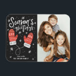 Red Winter Mittens Photo Season's Greetings Magnet<br><div class="desc">Celebrate the holiday spirit with our customizable photo Christmas magnet! Perfect for capturing your favourite festive moments, this magnet allows you to create a unique keepsake that showcases your family’s joy and love during the holiday season. This photo Christmas magnet features modern calligraphy and red winter mittens. Personalize by adding...</div>
