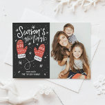 Red Winter Mittens Season's Greetings Photo Holiday Postcard<br><div class="desc">Season's Greetings | Send your holiday wishes to friends and family with this customizable holiday postcard. This photo Christmas postcard features modern calligraphy and red winter mittens. Personalize by adding your details. This photo holiday postcard is available in other colours and cardstock. Matching items are available.</div>