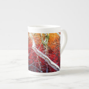 Red winter night bone china mug