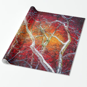 Red winter night wrapping paper